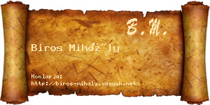 Biros Mihály névjegykártya